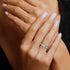 Round Lab-Grown Diamond Flush Eternity Ring in White Gold on a Model